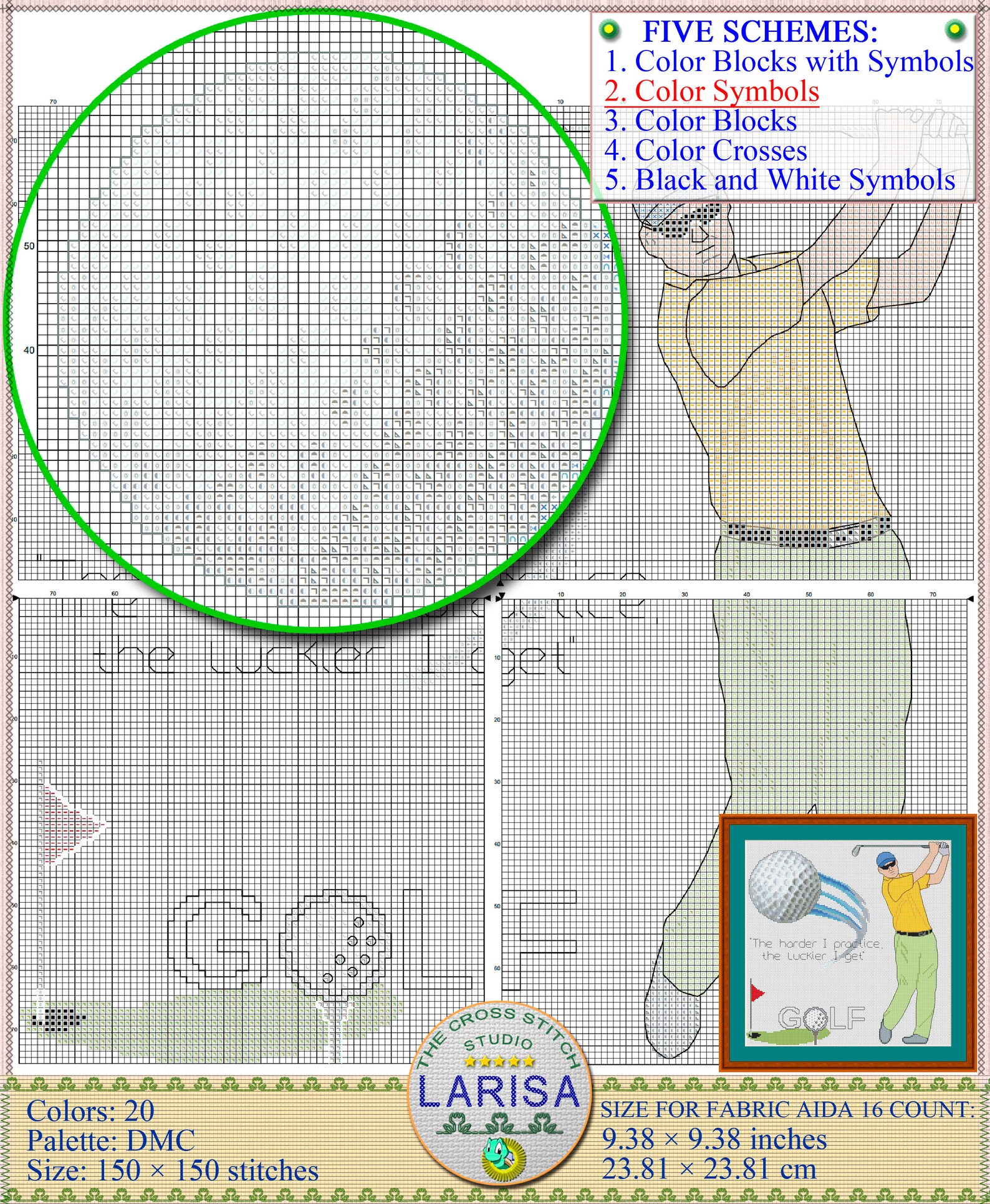 Golf Cross Stitch Pattern Golfer Golfing Etsy