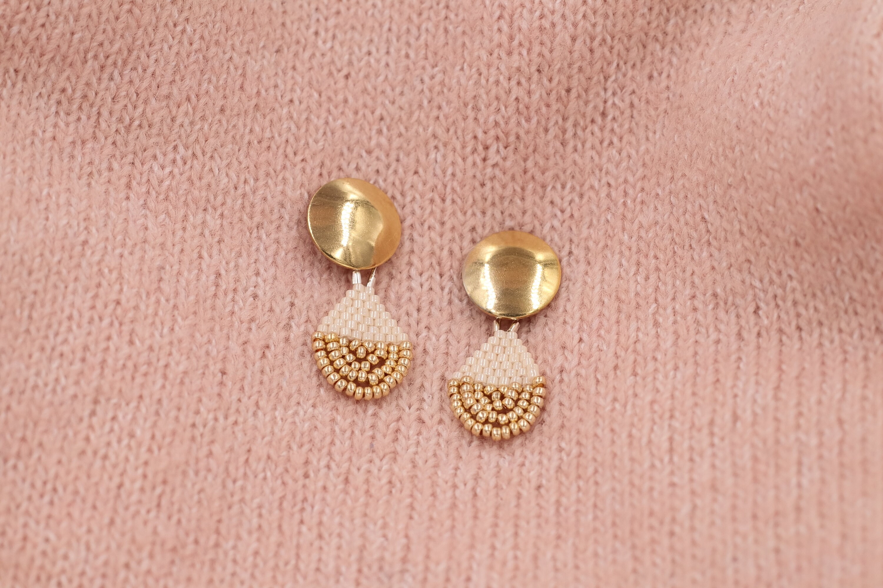 Beige teardrop bead earrings dangle beige earrings beige Etsy