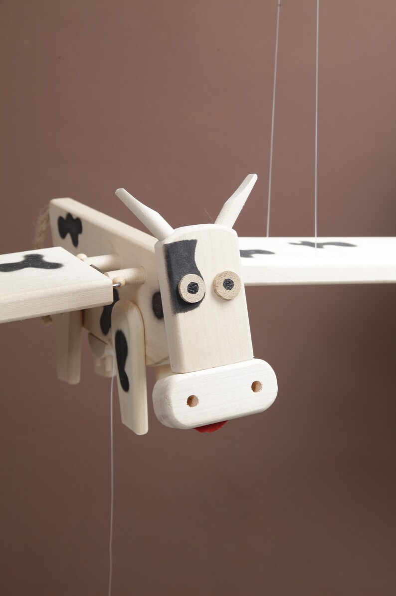Flying Wooden Eco Toy Nursery Decor Unusual Cow Hanging Etsy