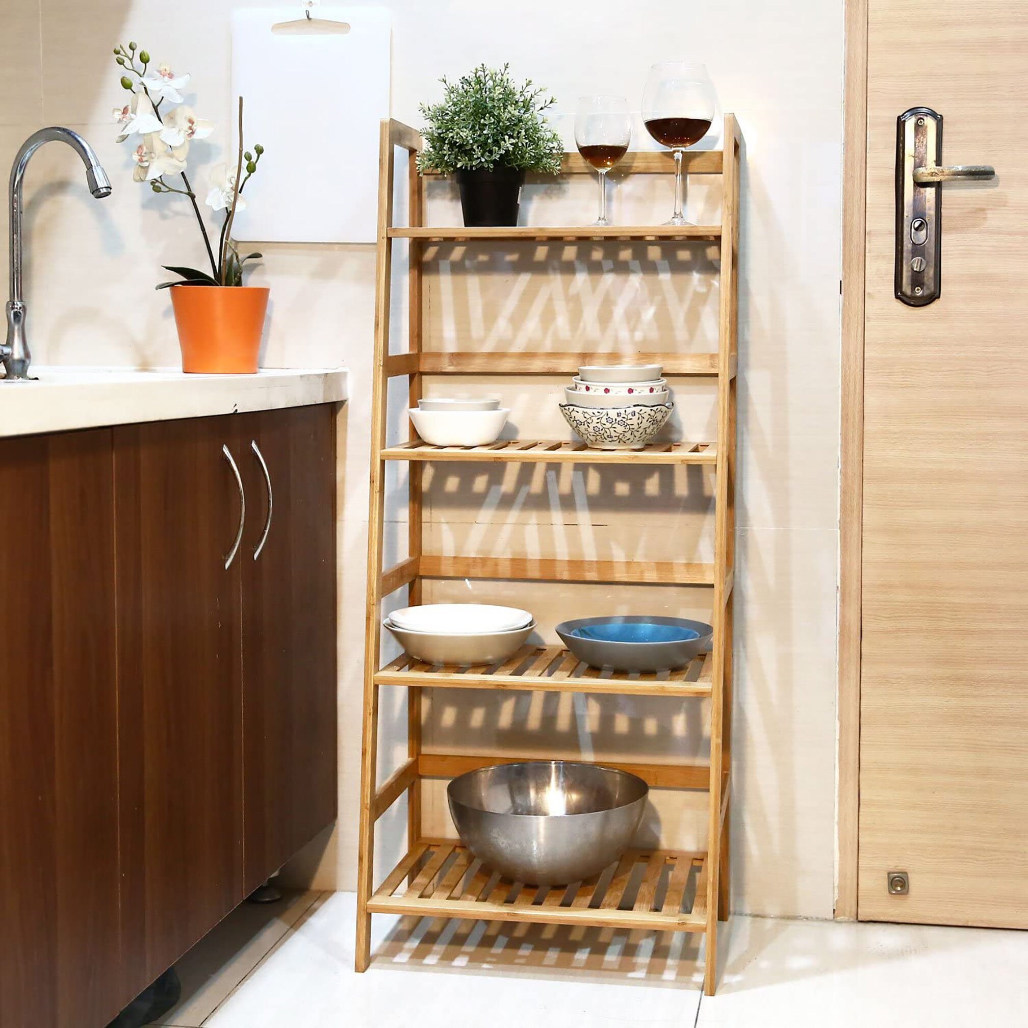 Bamboo Book Rack 4 Shelf Bookcase Multifunctional Etsy