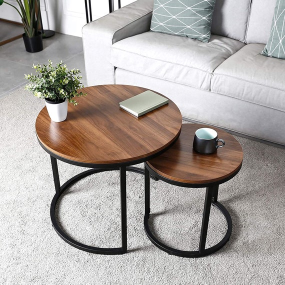 Nesting Side Modern Coffee Table Set of 2 Coffee Tables Etsy