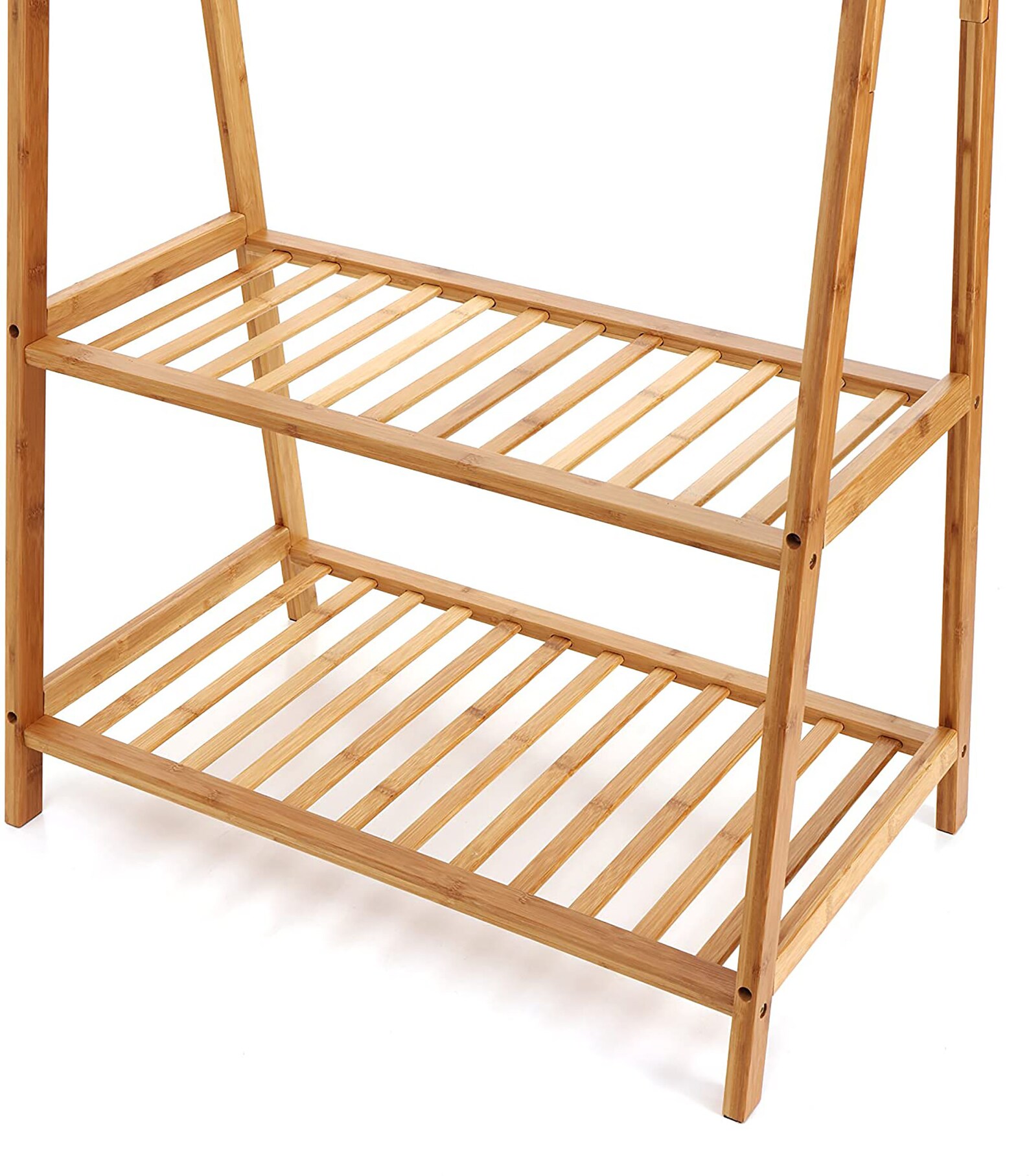 Portable Bamboo Clothes Rack Coat Garment Rack 2tire Etsy