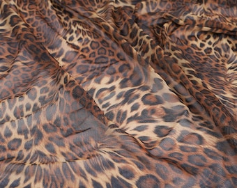 Leopard spandex 4 Way Stretchy net Fabric Stockings Knit Net sold BY YARD