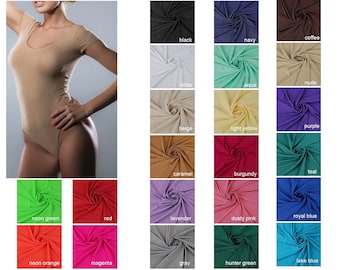 May include: A selection of fabric swatches in various colours, including black, navy, coffee, white, aqua, nude, beige, light yellow, purple, caramel, burgundy, teal, neon green, red, lavender, dusty pink, royal blue, lake blue, neon orange, magenta, grey, and hunter green.