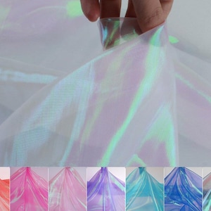 Bright Shiny Iridescent color sheer voile organza fabric for dress making 60 inch - sold by the yard