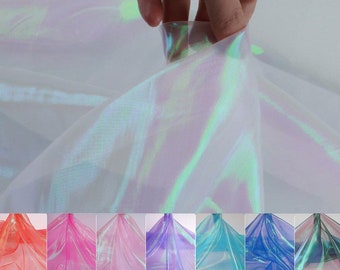 Tissu en organza de voile transparent de couleur irisée brillante pour la confection de robes, 60 pouces - vendu par mètre