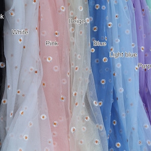 Small Daisy Mesh Fabric Flowers Embroidered Netting Cloth for Clothing ...
