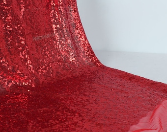 Tecido de lantejoulas vermelho brilhante bordado brilhante vestido de decoração de casamento 50" de largura Outras cores disponíveis