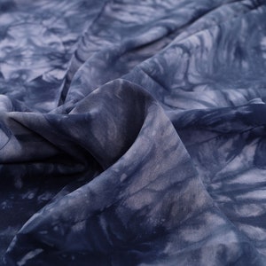Navy blue Tie-dye Rayon Challis Fabric Thin Soft and Breathe Fabric DIY Sewing Dressmaking Sold By Yard
