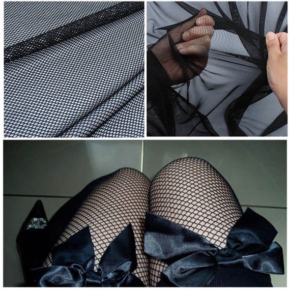 Black Rhombic Mesh Fabric Stretchy Net Fashion Casual Patchwork Clothes  Openwork Sexy Stocking Apparel Fabric Handmade Sewing 