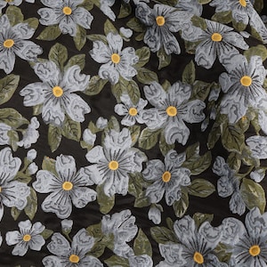 Blue flower embossed heavy weight Jacquard Fabric Upholstery 60 inch Wide - Sold By The Yard