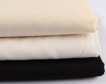 1 yard thin soft pure cotton lining fabric solid color material lightweight white black
