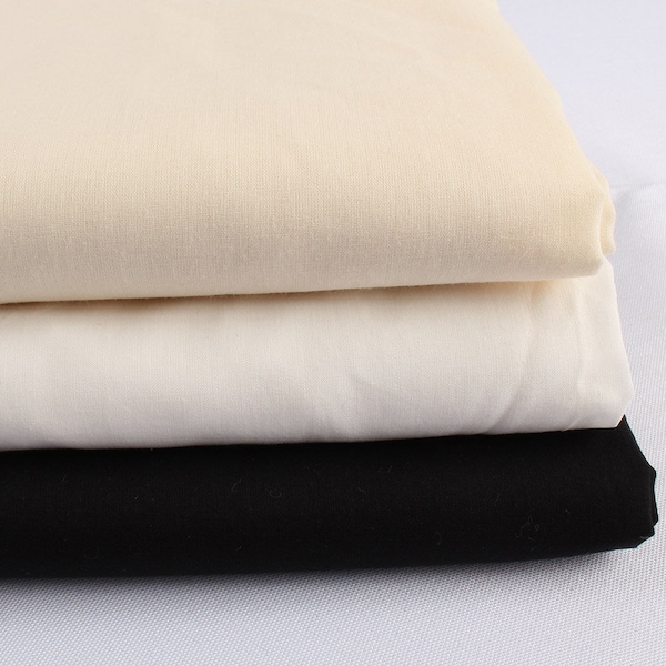 1 yard thin soft pure cotton lining fabric solid color material lightweight white black