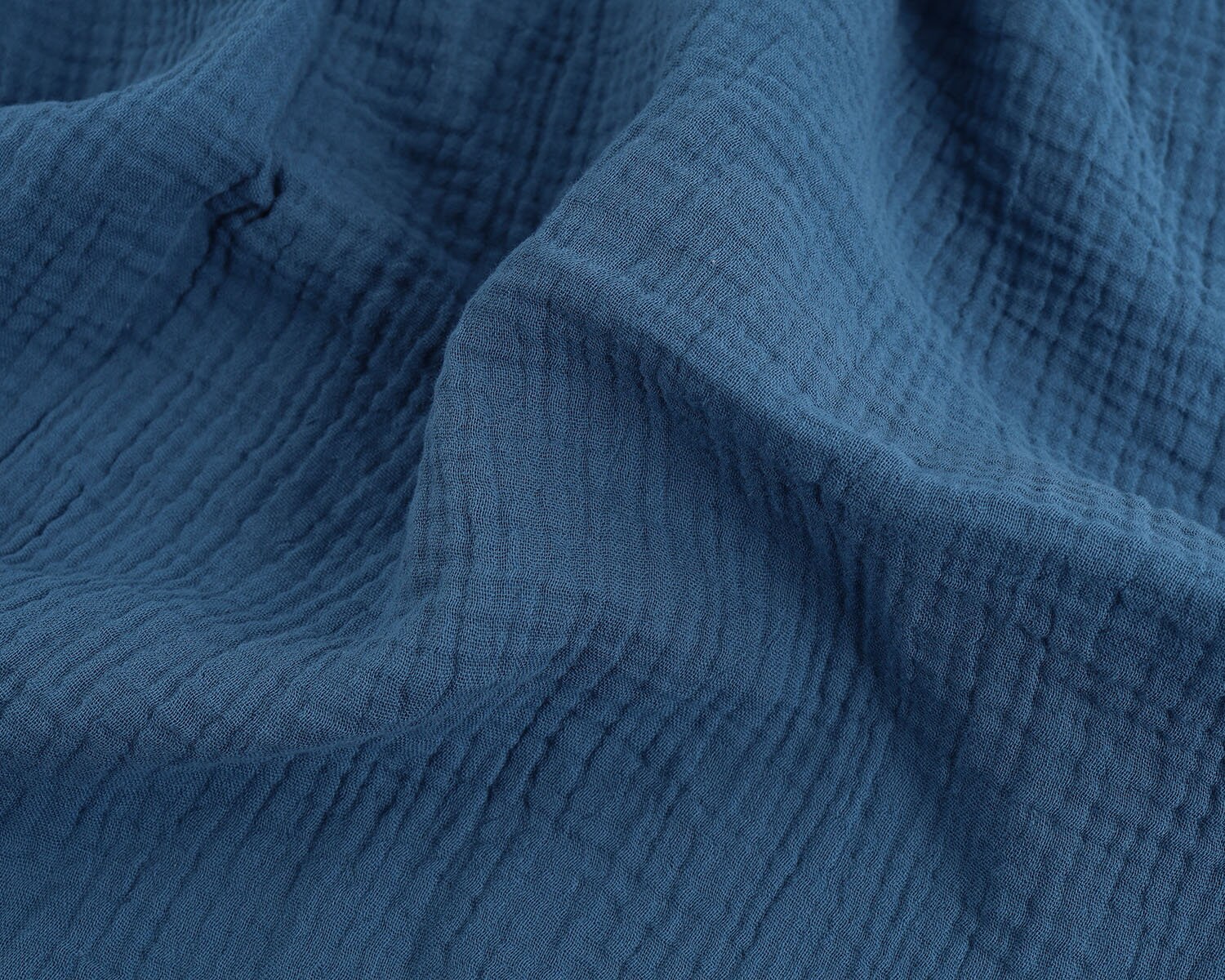 Navy Blue 2-layered Crinkle Cotton Gauze Muslin Fabric 135cm