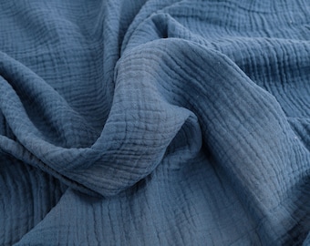 Royal Blue Crinkle Cotton Gauze – KikiTextiles
