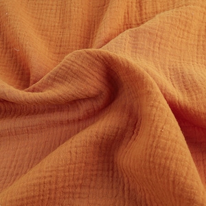 Ginger Color 2-Layered Crinkle Cotton Gauze Muslin Fabric 135cm Wide Sold By The Meter