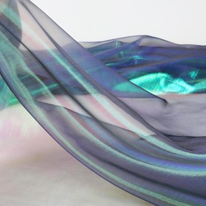 Blackish Green - Shiny Holographic Iridescent color shimmer voile organza sheer fabric for dress making 60 inch - sold by the yard