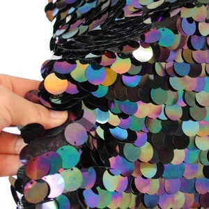 Dark Green/blue Iridescent 18mm Sequins Embroidered Fabric Multicolor For Clothes Party Christmas Decoration backdrop 50&quot; Wide - Yard