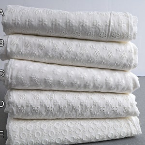 100% Cotton Embroidery Eyelet Fabric Soft Comfortable Cotton Cloth Sold By The Meter