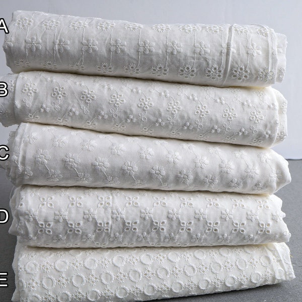 100% coton broderie oeillet tissu doux confortable tissu de coton vendu au mètre