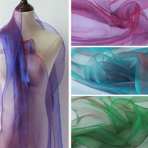 Fantastic Lightweight 2 Tone Iridescent Voile Fabric Sheer Organza tissu 60 inch wide, sold by yard