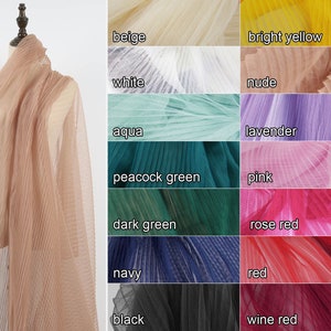 Small crinkles pleated mesh fabric sheer soft net for tulle skirts making - 62 inch wide - sold by the unfolded length