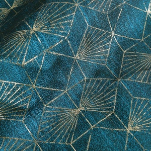Abstract Diamond Brocade Turquoise Jacquard Fabric for Dress Making 58 inch by the yard