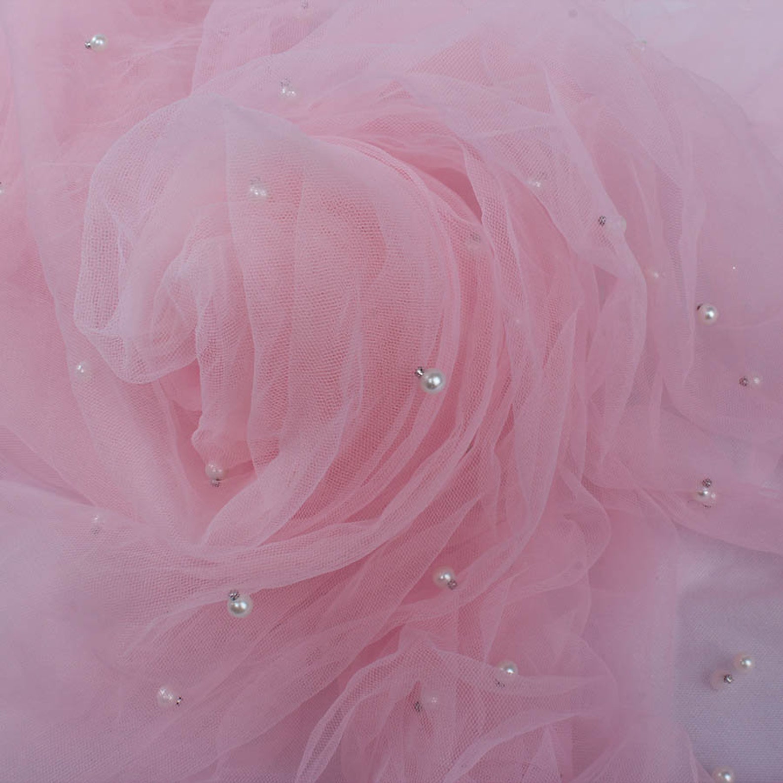 1 Yard Pearl Yarn Mesh Bead Net Fabric for Wedding Dress Cloth Etsy