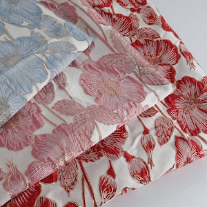 Poppy flower jacquard fabric for dress making 56 inch wide - sold by the yard