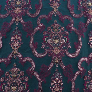 Dark Green Court Brocade Fabric Jacquard Metal Yarn Garments Thick fabric Curtain Upholstery Fabric By Yard