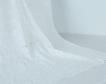 White Sparkly Pailletten Stoff Stickerei Shinny Hochzeit Dekoration Kleid 50" Breit Andere Farben verfügbar