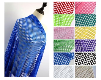 Dia.1cm Diamond Holes Mesh Polyester Fishnet Fabric Small Stretch Openwork 165cm wide - sold by the yard (91cm long)