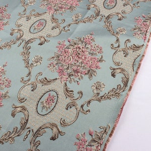 Tissu d'ameublement brocart floral classique, 1 mètre, tissu damassé jacquard, vêtements épais, rideau de 145 cm de large image 3