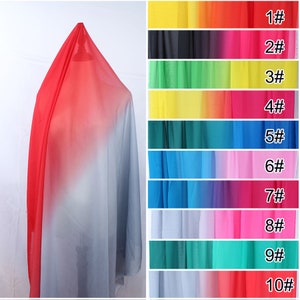 Tela de gasa tissu 100D de color degradado en 2 tonos, tela de vestido de noche para vestidos de novia cortados a medida (91,5 cm)