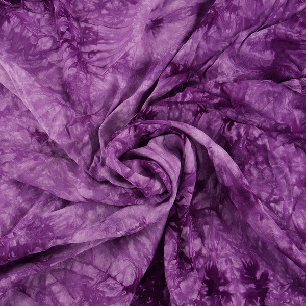 Tie-dye Rayon Challis Fabric Thin Soft and Breathe Fabric DIY Sewing Dressmaking Sold By Yard - Purple