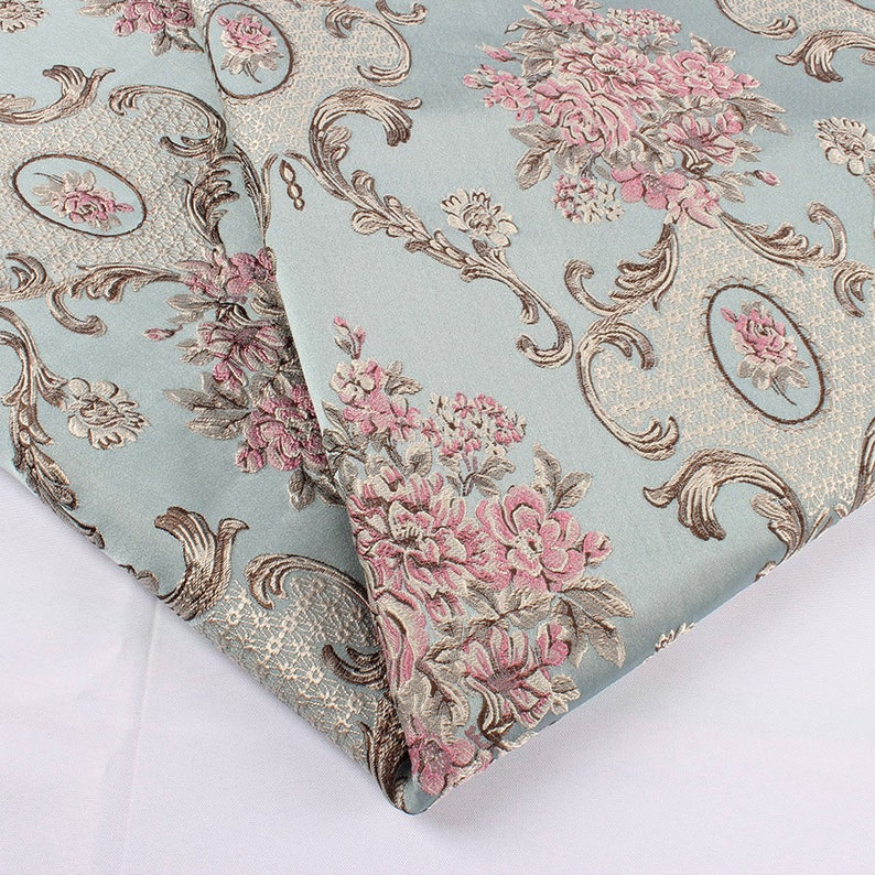 Tissu d'ameublement brocart floral classique, 1 mètre, tissu damassé jacquard, vêtements épais, rideau de 145 cm de large image 7