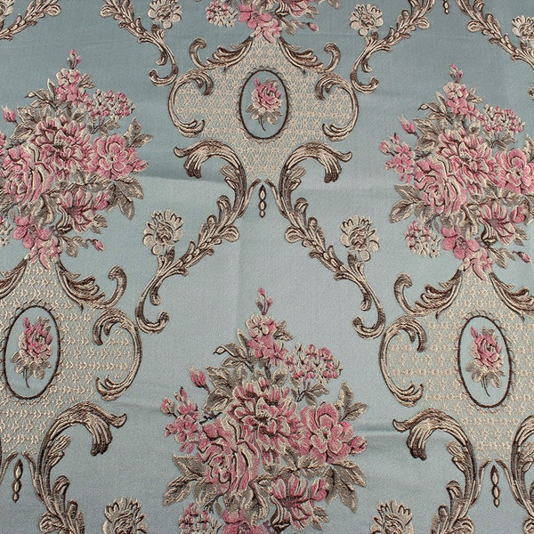 Tissu d'ameublement brocart floral classique, 1 mètre, tissu damassé jacquard, vêtements épais, rideau de 145 cm de large