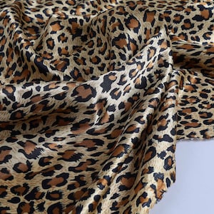 Leopard Satin Fabric Polyester Silky Material DIY making craft 150cm by meter