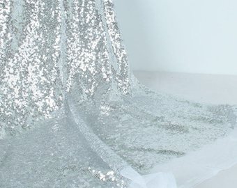 Silber Pailletten Stoff Glitz Embroidery Shinny Hochzeit Dekoration Kleid 50"Breit Andere Farben erhältlich