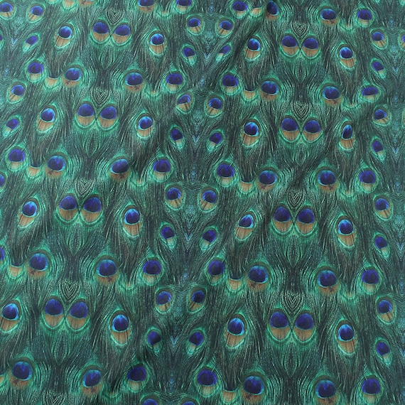 Digital Print Peacock green Knit Spandex Fabric Elastic Material Swimsuit textile 155cm wide by Yard