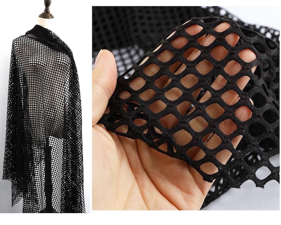 BLACK WHITE 0.5 Inch Diamond Holes Mesh Fishnet Fabric Small Stretch  Openwork DIY Cloth Making 165cm Wide Sold by the Yard 91cm Long -   Canada