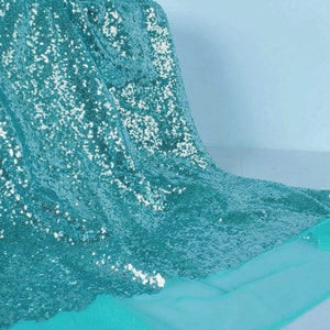 Aqua Green Sparkly Sequin Fabric Embroidery Shinny Wedding Decoration Dress 50" Wide Other colors available