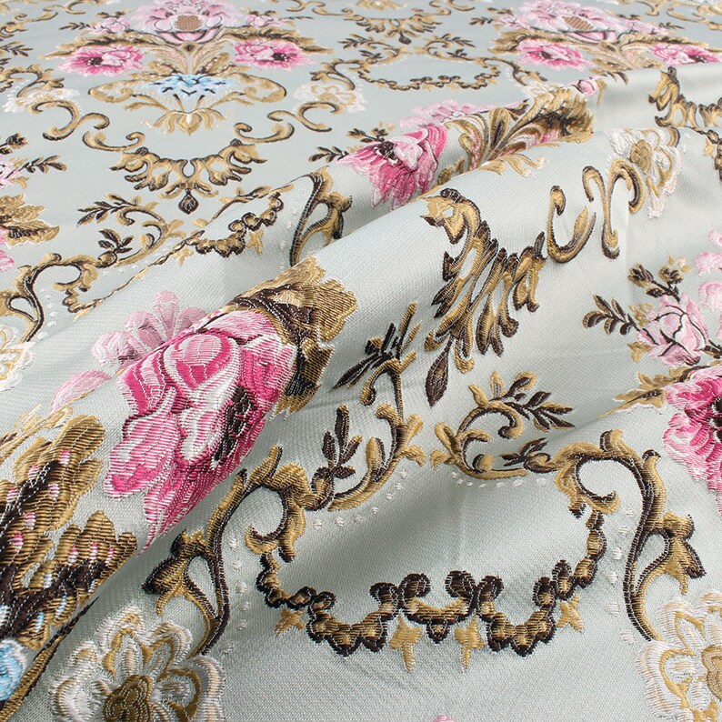 Brocade Fabric Damask Jacquard Embossed Flower Garments Sofa Etsy