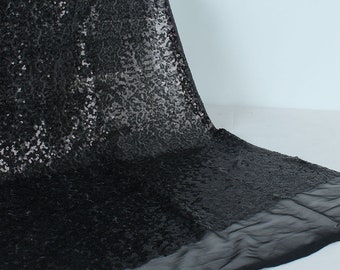 Black Sparkly Pailletten Stoff Stickerei Shinny Hochzeit Dekoration Kleid 50" Breit Andere Farben verfügbar