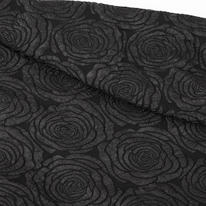 Black Rose Embossed Polyester Jacquard Fabric 58