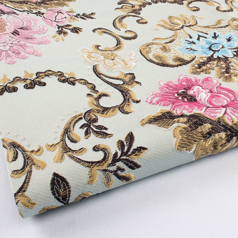 Brocade Fabric Damask Jacquard Embossed Flower Garments Sofa Etsy