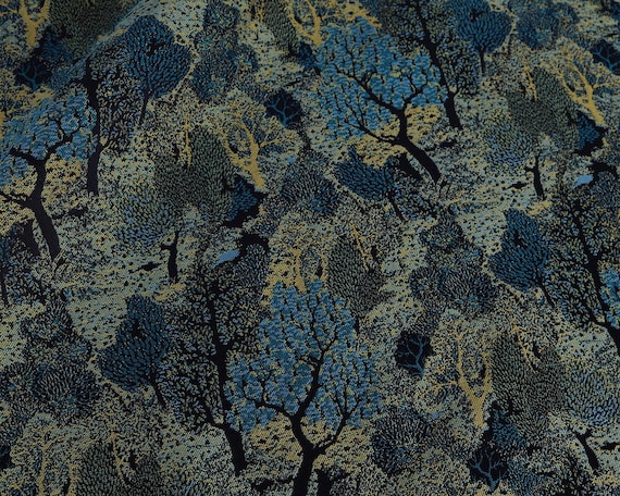 Green Forest jacquard fabric for dress making Home decor curtain material 56 inch wide - sold by the yard