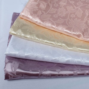 1 Yard - Retro Lotus Flower Polyester Jacquard Fabric Hanfu 150cm wide