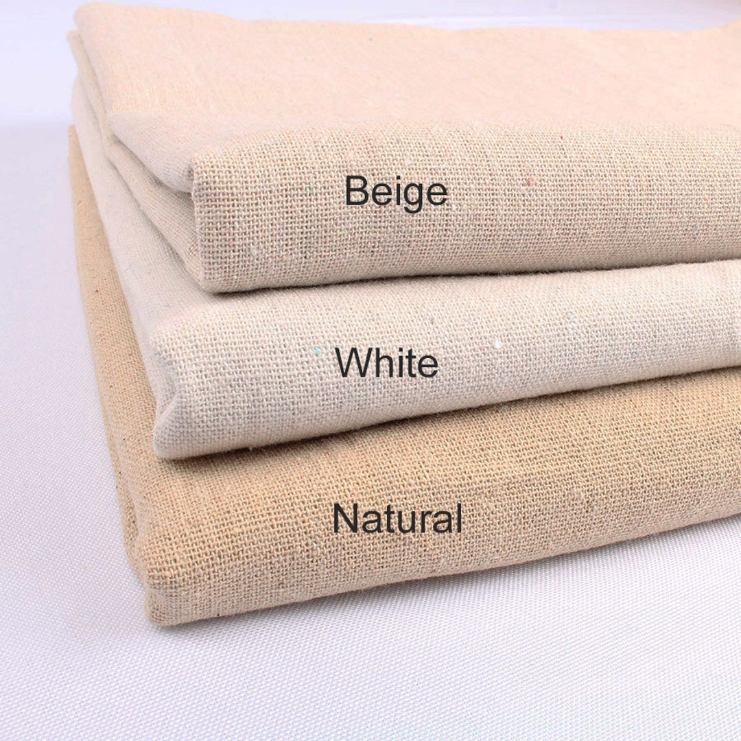 Tela de lino natural, tela de punto de cruz de color sólido para hacer  prendas de vestir, manualidades, 62 x 20 pulgadas (beige y blanco, 2 piezas)
