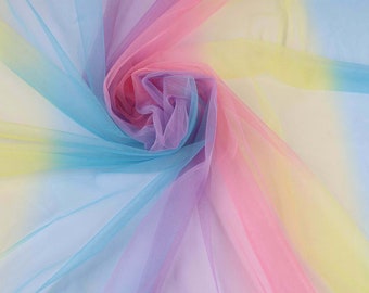 Tissu en filet arc-en-ciel multicolore, maille en Tulle pour la confection de robes, jupes Tutu, décoration de maison, fournitures de fête, 62 pouces de large